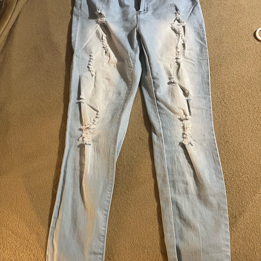 Light Blue Distressed Women Jeans